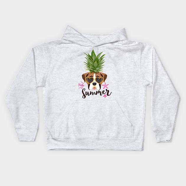 Pineapple Shirt & Gifts for Women, Kids, Boys, Teen Girls, Boxer Dogs Kids Hoodie by Happy Lime